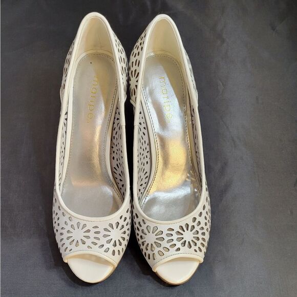 BRAND NEW MARIPE HIGH HEEL STILETTOS PEEP TOE LEATHER SLIP-ON CUTOUT DESIGN SHOE - Picture 2 of 15